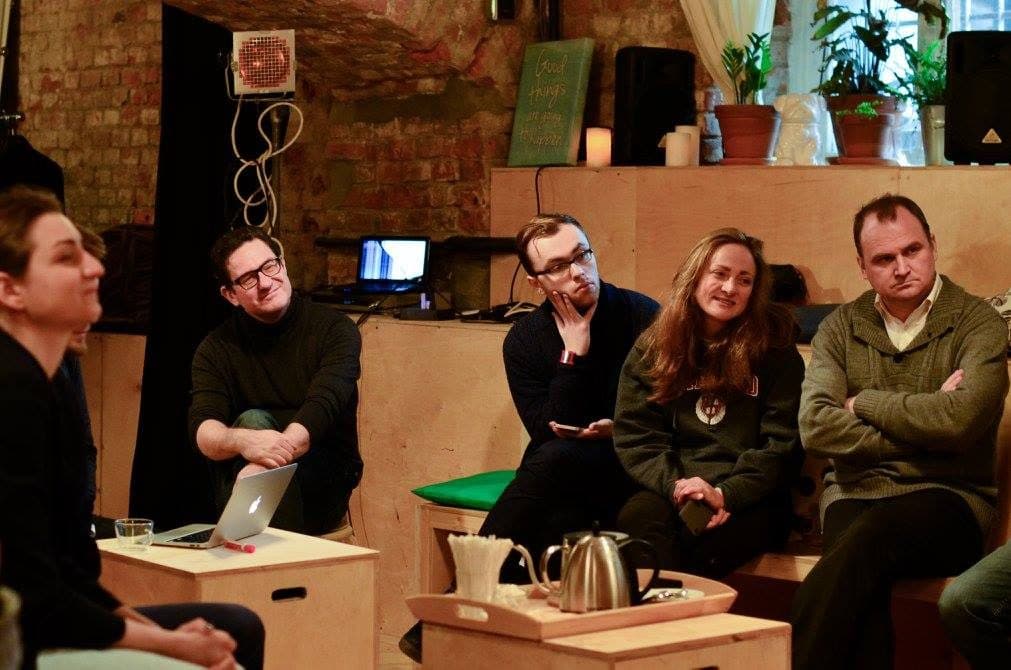 At the Yellow Door at The Yellow Door, Moscow, 2016 - with Anna Fokina, Val Jerdes.